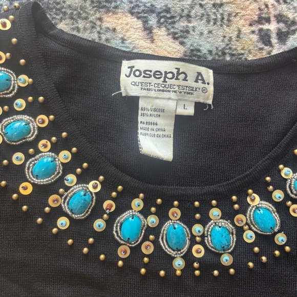 Joseph A. Turquiose Embroidered Top - Picture 2 of 2